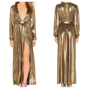 Revolve x By The Way Lisa Metallic Plunge Dress XS